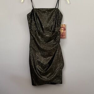 Emerald Sundae Black Glitter Mini Dress